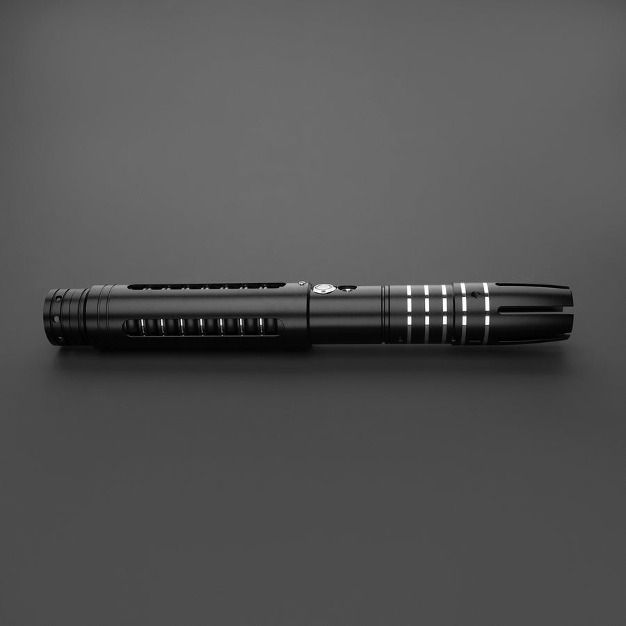 The Viper lightsaber hilt, grey and black aluminium